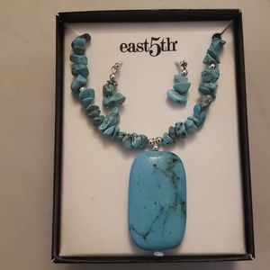 Blue necklace and earrings set
